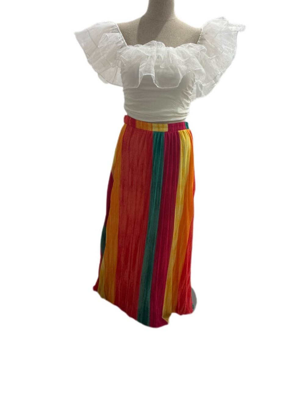 Altar'd State White Ruffle Off-Shoulder Crop Top - Picture 4 of 4